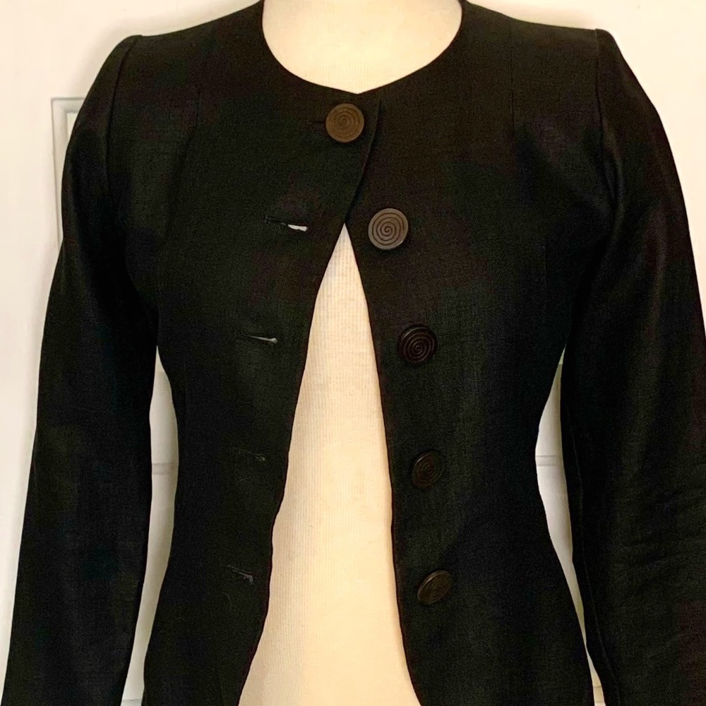 Y2K Yves Saint Laurent designer vintage flax linen 2-piece skirt suit set